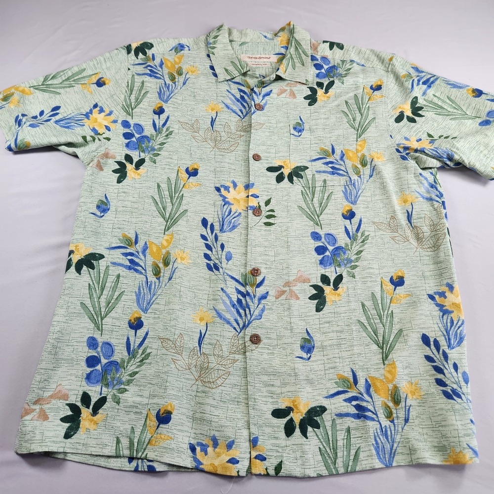 Tommy Bahama Original Fit Hawaiian Shirt Men's L 100% Silk Multicolor Floral